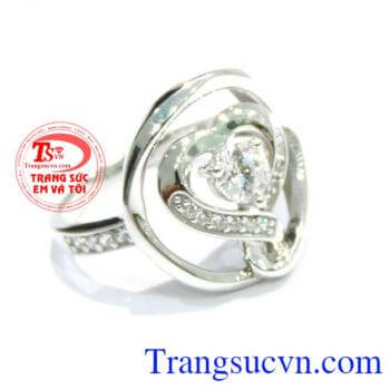 Nhẫn vàng trắng nữ 18k bảo hành 1 năm,Giao toàn quốc thanh toán an toàn