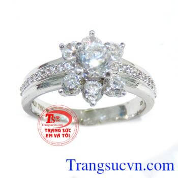 Nhẫn vàng 18k trắng cho nữ