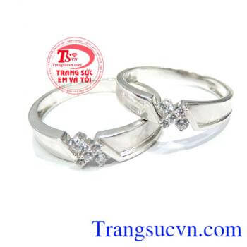 Đôi nhẫn cưới 18k trắng