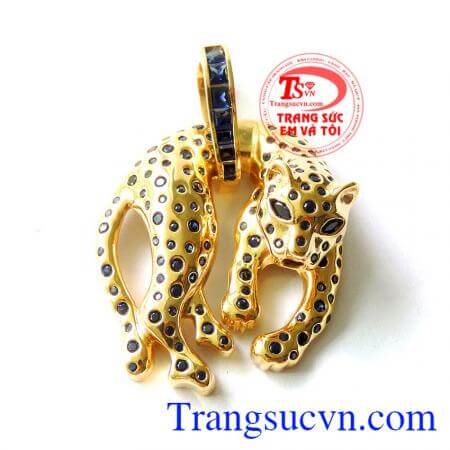 Mặt Vàng báo sapphire hàng hiệu,Mặt dây chuyền vàng 18k 750 Thiết kế và chế tác 3D đẳng cấp