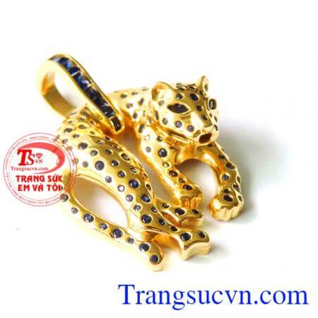 Mặt dây con báo đốm, Mặt dây chuyền vàng báo sapphire hàng hiệu nhập khẩu nguyên chiếc