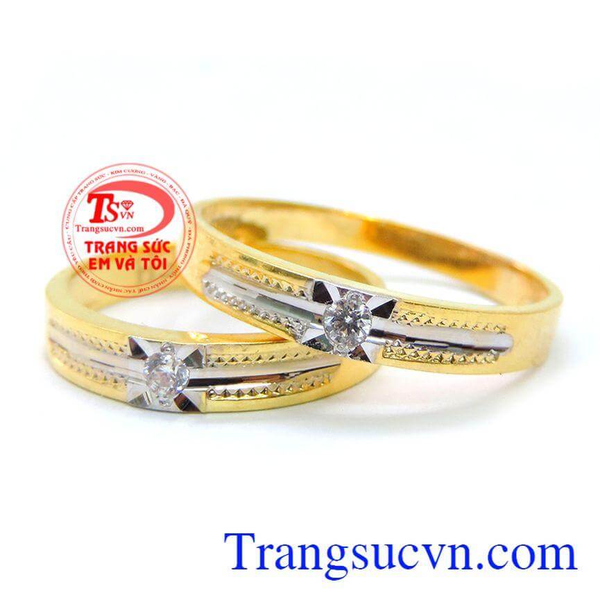 Đôi nhẫn cưới đính đá tình yêu bền đẹp