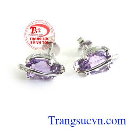 Hoa tai thạch anh tím vàng trắng