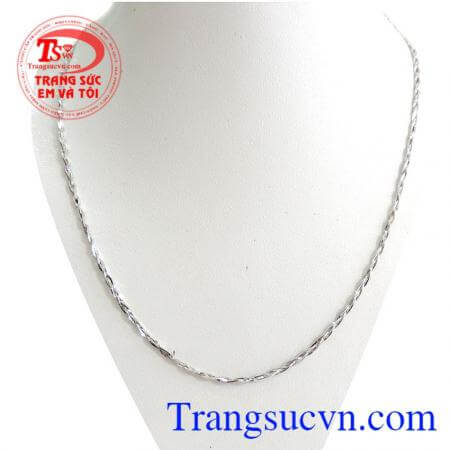 Dây chuyền 18k trắng bện 3 nhập khẩu italy nguyên chiếc,