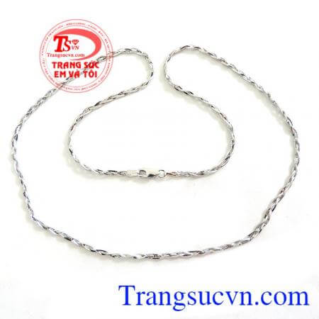 Dây chuyền 18k trắng bện 3 bảo hành 1 năm,