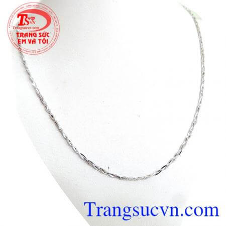 Dây chuyền 18k trắng bện 3 tinh tế và đẳng cấp uy quý phái,