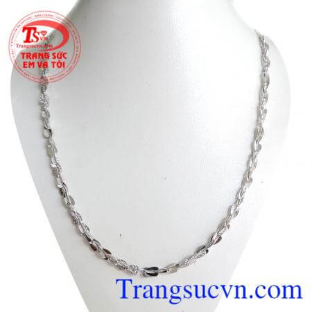 Dây chuyền vàng trắng 18k italy 750 nhập khẩu nguyên chiếc,