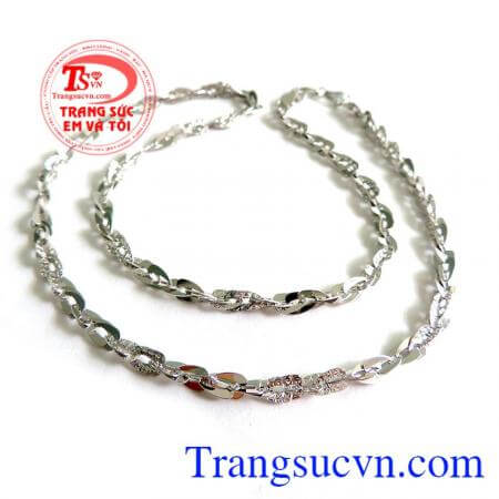 Dây chuyền vàng trắng 18k italy