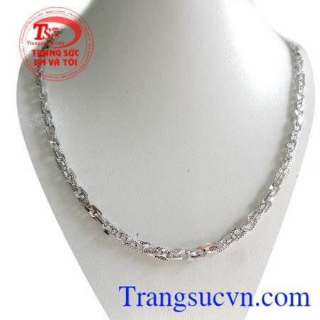 Dây vàng trắng 18k 750 Ý nhập khẩu nguyên chiếc đeo sáng bóng,