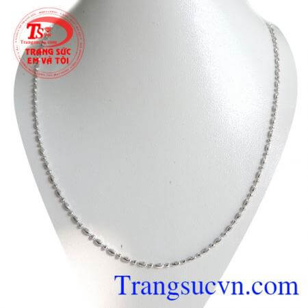 Dây vàng trắng bi 18k 750 nhập khẩu tinh tế và sáng,