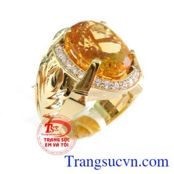 Nhẫn vàng 14k Citrine,Nhẫn vàng 14k Citrine có Giấy kiểm định đá quý và Vàng kèm theo Bảo hành 1 năm Nhẫn vàng 14k