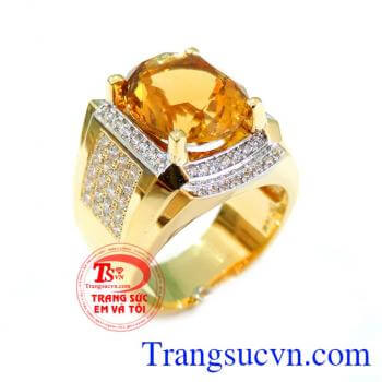 Nhẫn nam Mệnh Kim Citrine thời trang