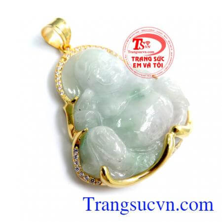 Phật ngọc cẩm thạch bọc vàng 14k