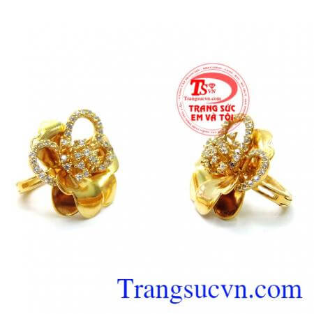 Hoa tai vàng tây nhập khẩu. Hoa tai vàng đính đá