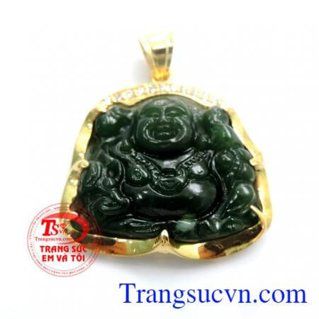 Mặt dây ngọc nephrite phật di lặc giúp người đeo bớt lo âu, mang lại niềm vui, hạnh phúc