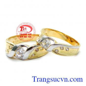 Nhẫn cưới tình yêu hạnh phúc vàng tây chất lượng đảm bảo uy tín