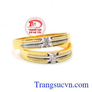 Đôi nhẫn cưới đính đá tình yêu bền đẹp chất lượng cao