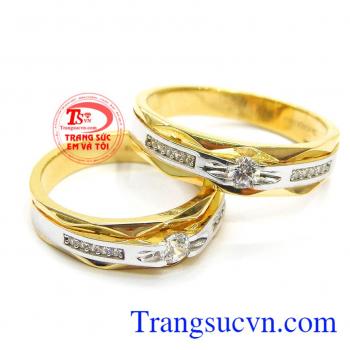 Đôi nhẫn cưới tình yêu son sắc chất lượng cao, Nhẫn cưới vàng tây đẹp cho cặp đôi