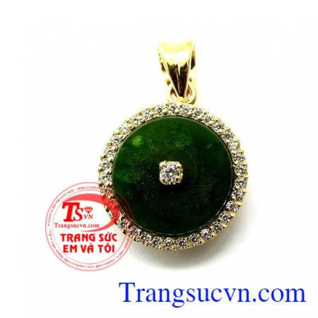 Mặt dây chuyền ngọc bọc vàng phong thủy chất lượng cao bảo hành toàn quốc,
