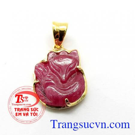 Mặt dây chuyền nữ ngọc ruby hình hồ ly