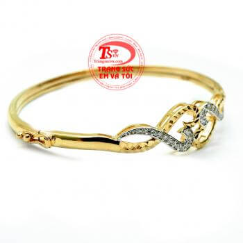 Vòng tay vàng trái tim đôi