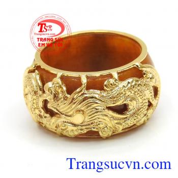 Nhẫn ngọc rồng vàng 18k sang trọng, thời trang, đẳng cấp