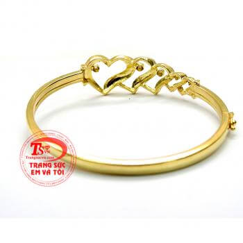 Vòng tay vàng tây 10k. Vòng tay vàng trái tim kép
