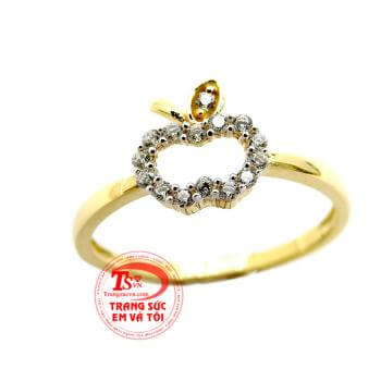 Nhẫn nữ dễ thương,Nhẫn nữ được chế tác với mặt nhẫn hình trái táo vô cùng dễ thương