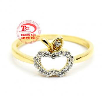 Nhẫn nữ dễ thương,Nhẫn nữ được chế tác với mặt nhẫn hình trái táo vô cùng dễ thương
