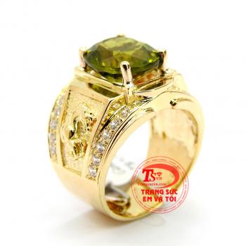 Nhẫn nam mạnh mẽ đá peridot