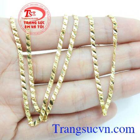 Dây chuyền vàng 10k đẹp, Dây chuyền nữ được chế tác với những đường nét mềm mại uyển chuyển. Dây chuyền vàng tây 10k