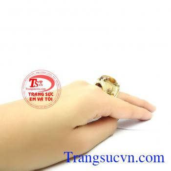 Nhẫn nam Mệnh Thổ đá Mắt Hổ vàng 14k có giấy kiểm định Đá Quý và Vàng,Nhẫn nam Mệnh Thổ Bảo hành 1 năm,Phù hợp là món quà tặng sinh nhật rất ý nghĩa