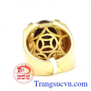 Nhẫn nam Mệnh Thổ đá Mắt Hổ vàng 14k có giấy kiểm định Đá Quý và Vàng,Nhẫn nam Mệnh Thổ Bảo hành 1 năm,Phù hợp là món quà tặng sinh nhật rất ý nghĩa