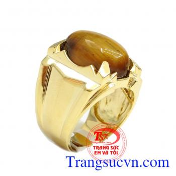 Nhẫn nam Mệnh Thổ đá Mắt Hổ vàng 14k có giấy kiểm định Đá Quý và Vàng,Nhẫn nam Mệnh Thổ Bảo hành 1 năm,Phù hợp là món quà tặng sinh nhật rất ý nghĩa