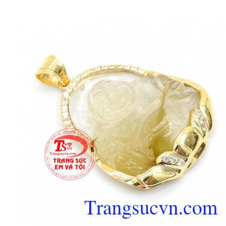 Mặt dây chuyền nam Thạch anh tóc bọc vàng thời trang phong thủy