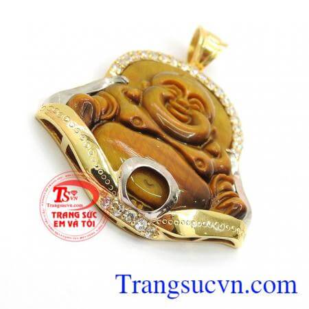 Mặt phật Di Lặc mắt hổ bọc vàng