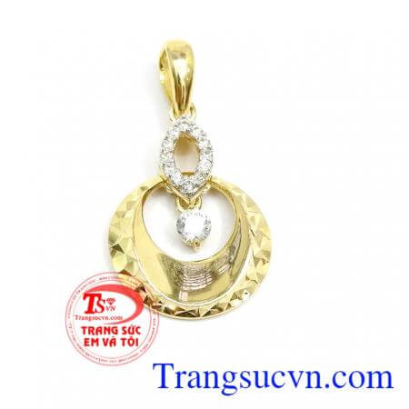 Mặt dây vàng đính đá nhập khẩu chế tác tinh xảo hợp thời trang,