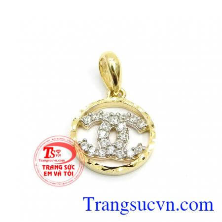 Mặt dây vàng Chanel nhập khẩu Hàn Quốc đính đá tinh xảo,