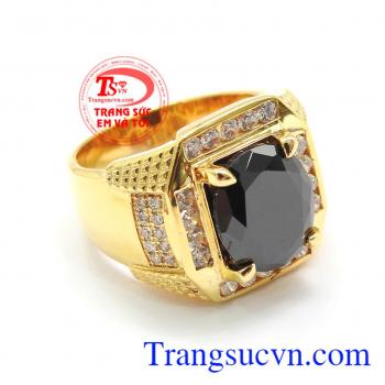 Nhẫn nam quyền uy vàng 10k gắn đá thời trang sang trọng