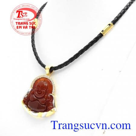 Bộ dây phật Di Lặc cá tính với sự kết hợp giữa mặt dây phật Di Lặc bằng mã não thiên nhiên và vòng da cá tính đem lại sự mạnh mẽ,phong cách cho phái mạnh