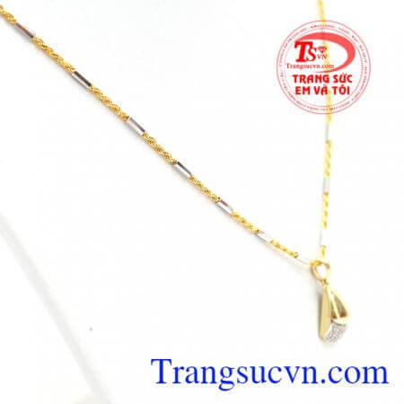 Bộ dây chuyền vàng 10k bền đẹp,Bộ mặt nữ thời trang kết hợp Hàn - Ý
