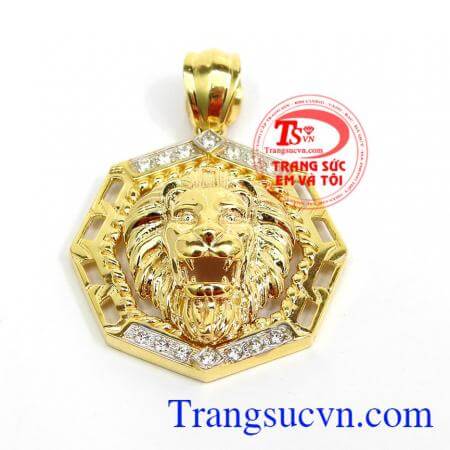 Mặt dây chuyền vàng nam sư tử, Mặt dây được chế tác từ vàng tây 10k họa tiết đầu sư tử