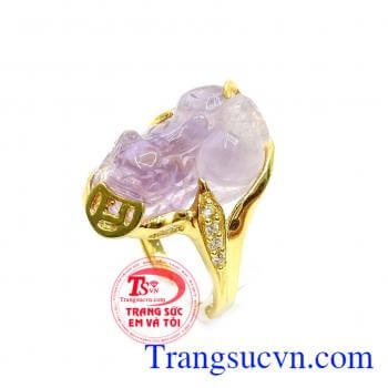 Nhẫn Tỳ Hưu chiêu tài tác lộc mẫu mã đẹp chất lượng cao, Nhẫn nữ Tỳ Hưu bọc vàng 10k