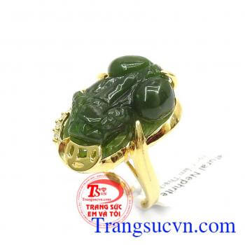 Nhẫn nữ ngọc Cẩm Thạch thiên nhiên bọc vàng chất lượng