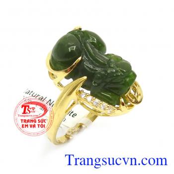 Nhẫn Tỳ Hưu nữ mệnh Mộc may mắn thiết kế tinh tế thời trang