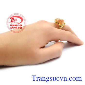 Nhẫn Tỳ Hưu bọc vàng đính đá