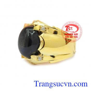Nhẫn nam Saphire dũng mãnh 14k bền đẹp, tinh tế