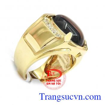 Nhẫn nam Saphire tự nhiên vàng 14k bền đẹp, chất lượng