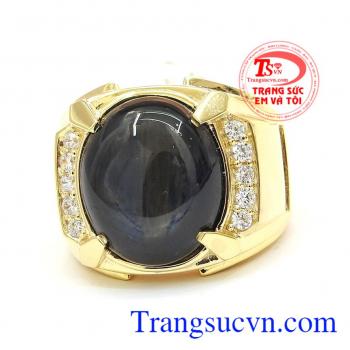 Nhẫn nam Saphire tự nhiên sang trọng, thời thượng