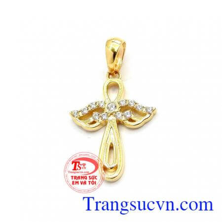 Mặt thánh giá cánh thiên thần vô cùng dễ thương, kiểu dáng thời trang,Mặt thánh giá cánh thiên thần